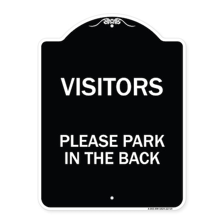 Signmission Visitors Please Park in the Back Heavy-Gauge Aluminum Architectural Sign, 24" x 18", BW-1824-22719 A-DES-BW-1824-22719
